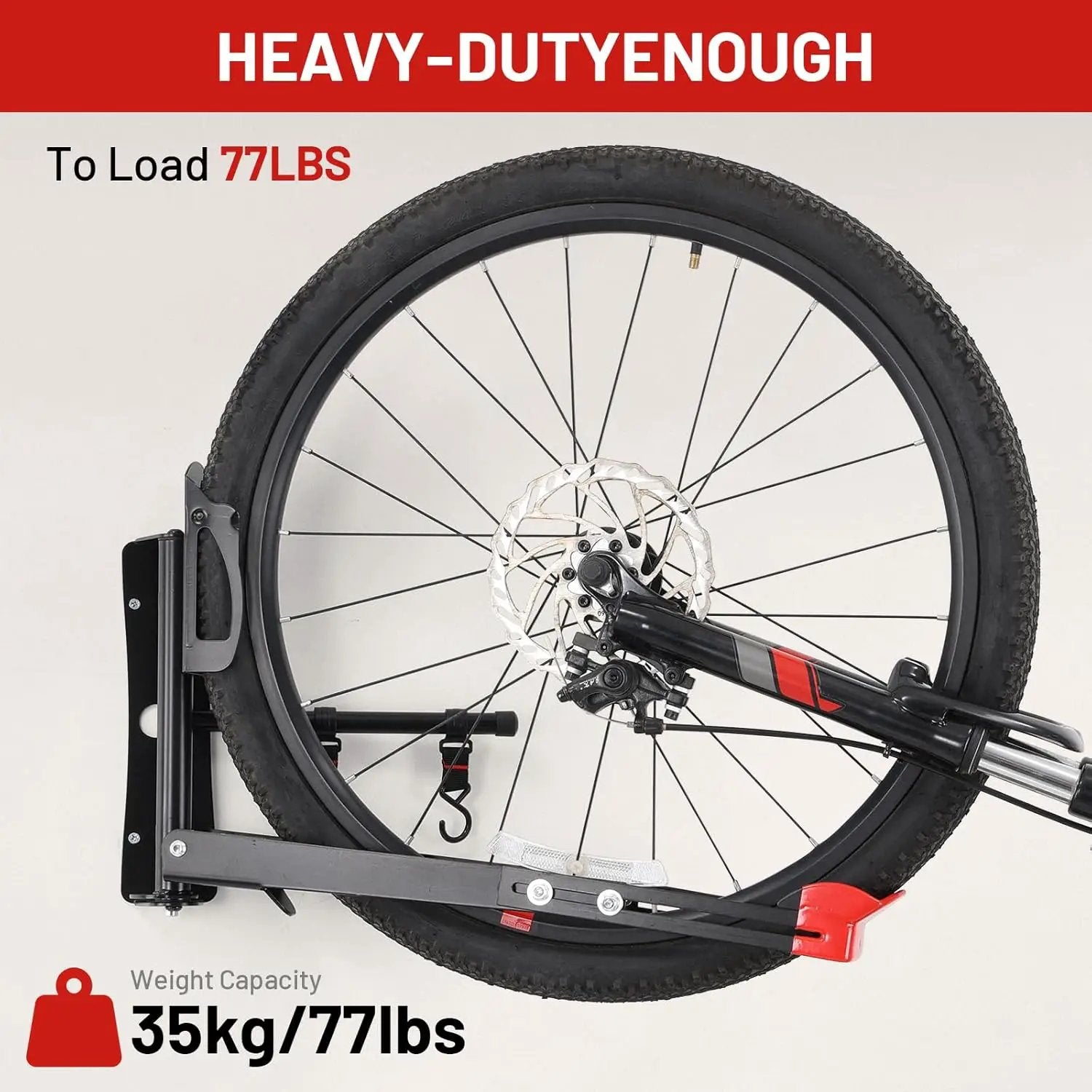 Bike Wall Mount Rack Adjustable & Foldable Garage Bike Rack with Swivel Design & 2 Storage Hooks, Fits 20"-29" Bikes, Holds Up to 77 lbs, Easy Install & Space-Saving Bike Storage 2 Pack by GreenHaven Gardens