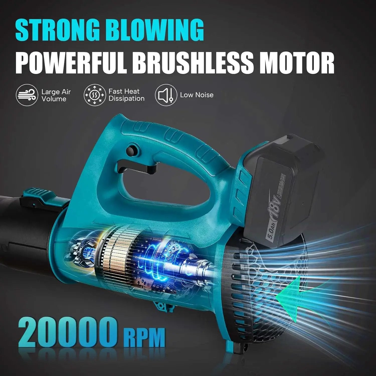 Cordless Leaf Blower for Makita 18V Battery, 450CFM 150MPH Electric Leaf Blower, 6 Speed Lightweight Handheld Leaf Blower for Lawn Care, Patio, Snow, Dust, Blowing Leaves (Battery NOT Included) by GreenHaven Gardens