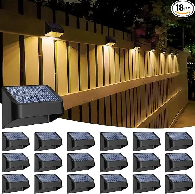 Brighter Solar Fence Lights 18 Pack, RGB 8 Colors, Dusk to Dawn Deck Light, Fence Solar Lights Outdoor IP65 Waterproof, Solar Outdoor Lights for Backyard/Railing/Wall/Step/Patio by GreenHaven Gardens