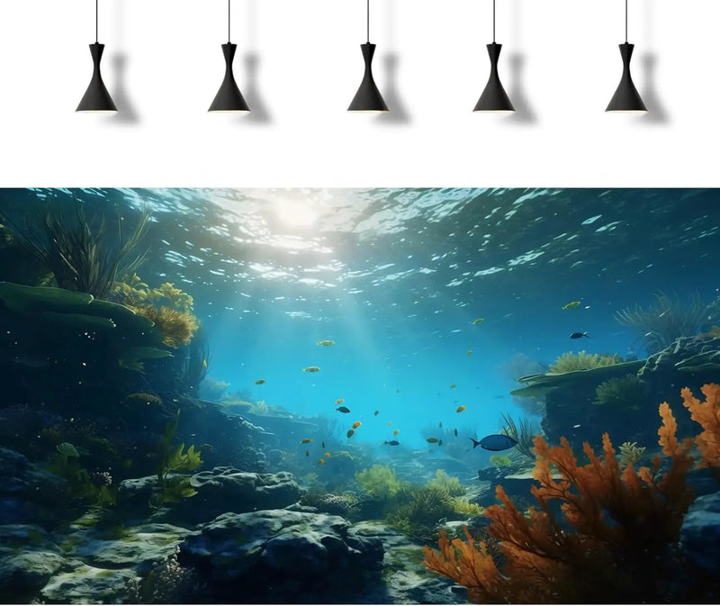 Ocean Floor Fish Tank Background Underwater Rock Aquarium Background Under The Sea Terrarium Backgrounds Aquatic Plants Sunlight Fish Tank Backgrounds Tropical Fish Aquarium Wallpaper 72x16in by GreenHaven Gardens