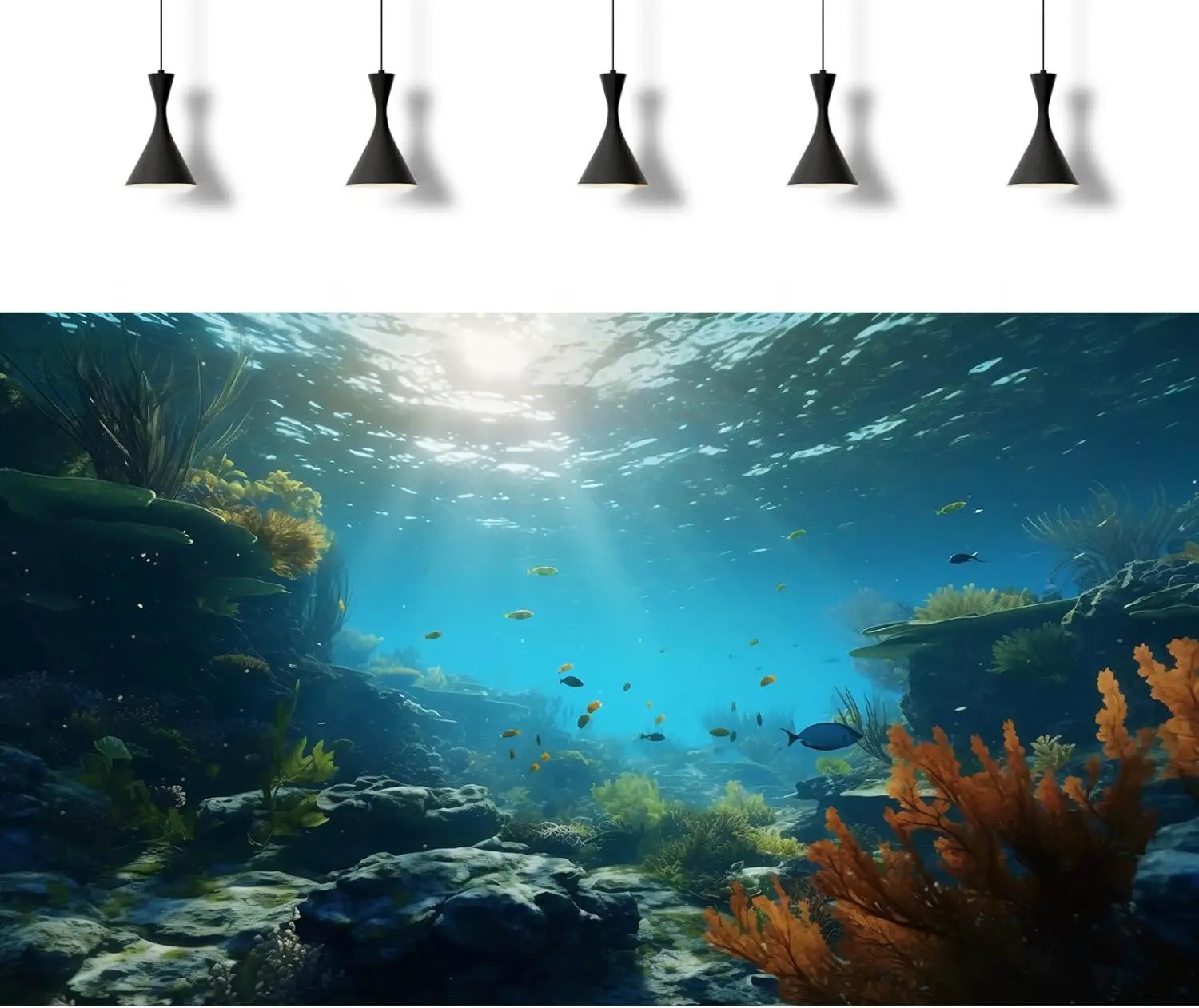 Ocean Floor Fish Tank Background Underwater Rock Aquarium Background Under The Sea Terrarium Backgrounds Aquatic Plants Sunlight Fish Tank Backgrounds Tropical Fish Aquarium Wallpaper 30x12in