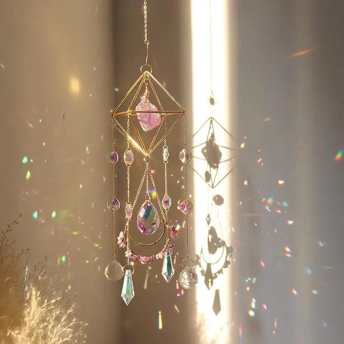 Amethyst Crystal Suncatcher - Hanging Gold Plated Garden Sun Catcher for Windows, Healing Amethyst Crystal Decor for Home, Gift for Christmas Birthday Valentine Mothers Day by GreenHaven Gardens
