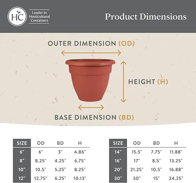 The HC Companies Caribbean Planter Pot - Outdoor & Indoor Plant Pot with Drainage Hole & Plug - Rolled Rim Plastic Pots for Plants & Flowers - Decorative Plant Pot (14" Honey, Pack of 2) by GreenHaven Gardens