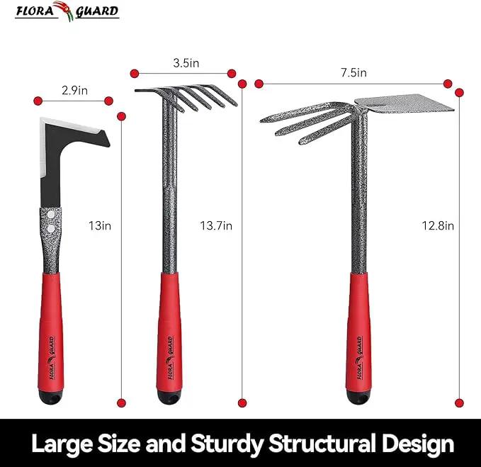 FLORA GUARD Garden Tool Set， 6 Piece Heavy Duty, Large Size Gardening Hand Tools, Sturdy & Durable, Classic Utility Gardening Gift for Men and Women by GreenHaven Gardens