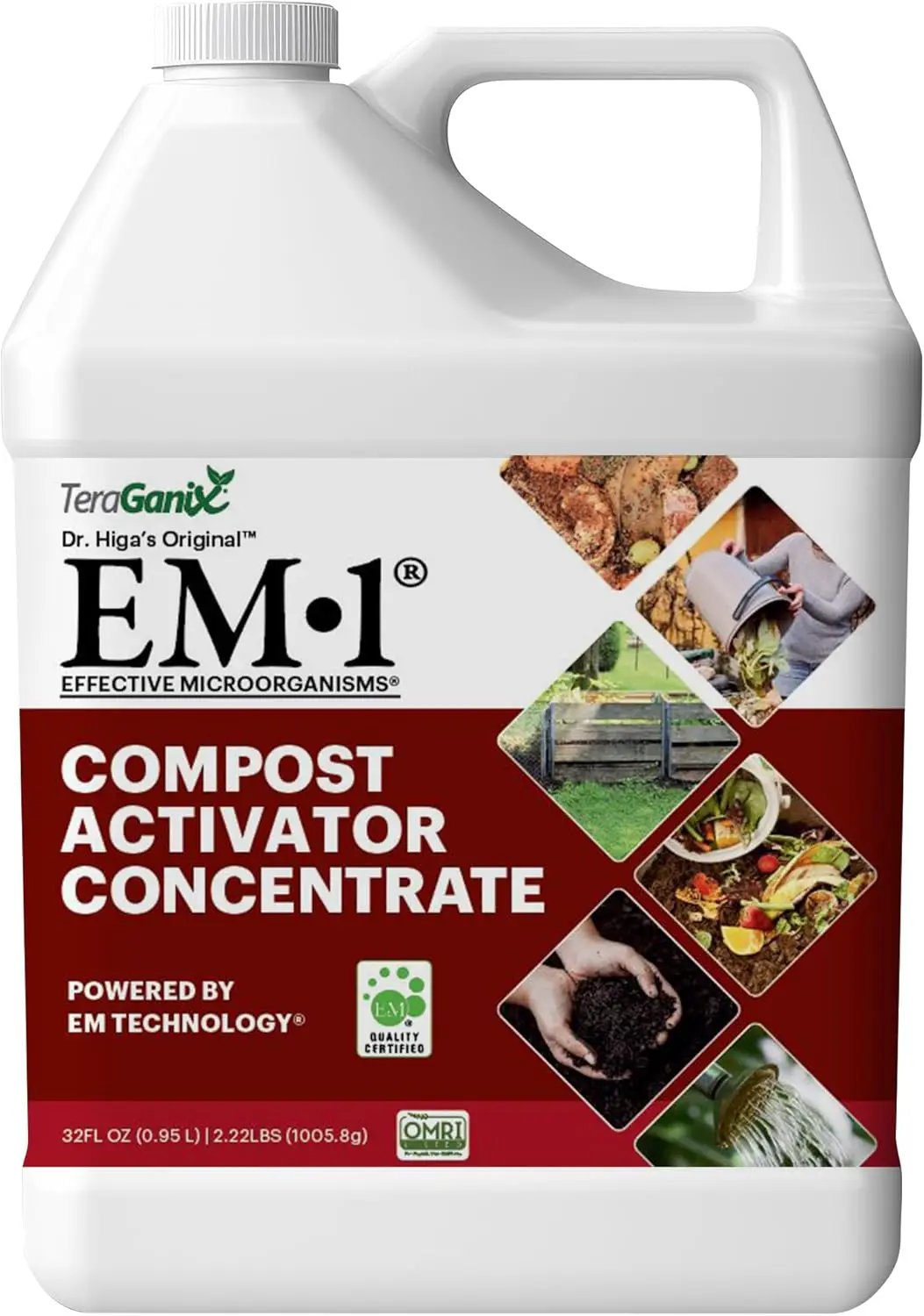 TeraGanix Compost Accelerator (1 Bottle = 22 Gallons), Reduce Odors, Liquid Compost Starter Concentrate, Reduce Composting Time, USDA Organic, 1 Quart (32 fl oz) by GreenHaven Gardens