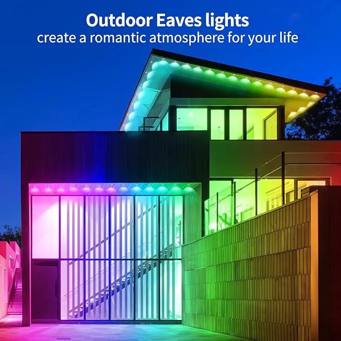 100ft Permanent Outdoor Light,RGB Eaves Lights with App Control Remote,DIY IP67 Waterproof Under Eave Lighting,Outside led Lights for Christmas,Garden,House Decorations by GreenHaven Gardens