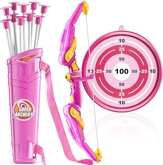TEMI Bow and Arrow Set for Kids - Archery Toy Set - LED Light Up with Suction Cup Arrows, Target & Quiver, Indoor and Outdoor Toys for Children Boys Girls by GreenHaven Gardens