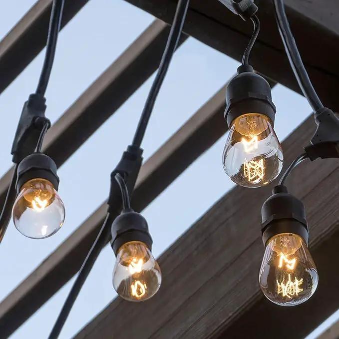FRIDEKO HOME Waterproof Outdoor String Lights - 12Ft Commercial Grade Patio Lights Heavy Duty Light String Hanging Light Fixture with 11W S14 Bulbs for Deckyard Garden Porch Party Decor by GreenHaven Gardens