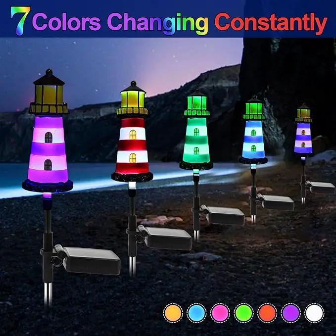 Lighthouse Outdoor Solar Lights,2 Packs Outdoor Waterproof, Solar Trail Lights Decor Your Garden, Flower beds, Patio Lights walkways Garden Decor for Outside by GreenHaven Gardens