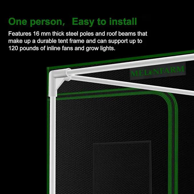 MELONFARM 4x4 Grow Tent, 48"x48"x80'' High Reflective 600D Diamond Mylar Canvas with Observation Window and Floor Tray for Hydroponic Indoor Plant Growing by GreenHaven Gardens