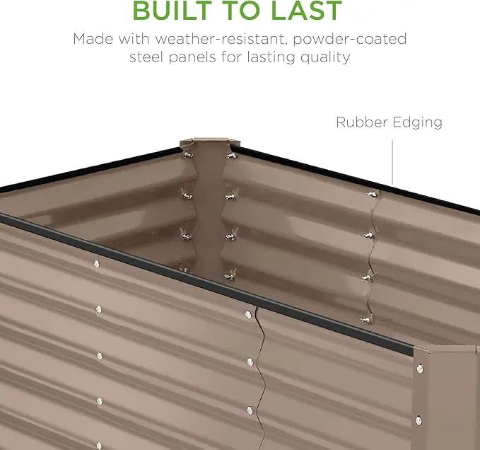 Best Choice Products 4x2x2ft Outdoor Metal Raised Garden Bed, Deep Root Planter Box for Vegetables, Flowers, Herbs, and Succulents w/ 119 Gallon Capacity - Taupe by GreenHaven Gardens