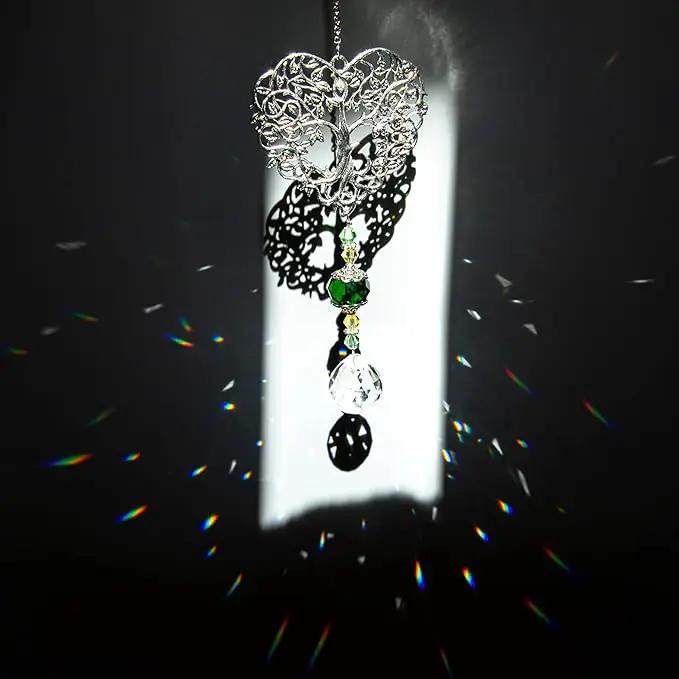 H&D HYALINE & DORA Tree of Life Crystal Suncatchers Crystal Drop Prism Rainbow Maker Hanging for Home Garden Decoration, Heart Shaped by GreenHaven Gardens