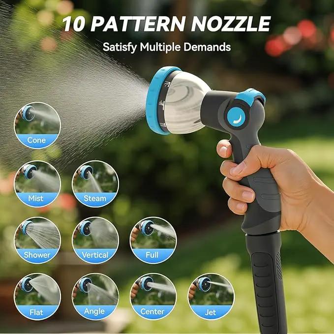 Retractable Garden Hose Reel 100 ft x 5/8 in, Heavy Duty Hose Reel Wall Mount with Any Length Lock, Auto Rewind System, 180° Swivel Bracket, 10-Pattern Garden Hose Nozzle, Dark Grey by GreenHaven Gardens