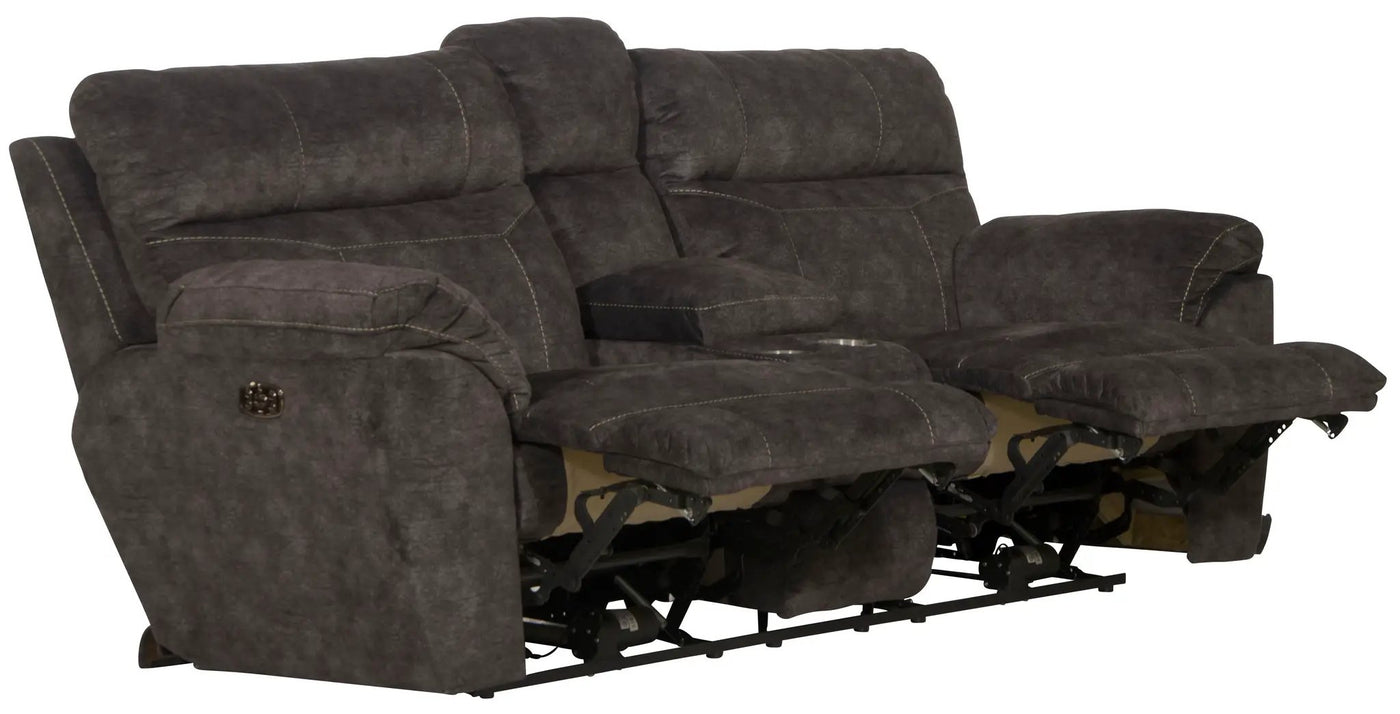 Sedona - Power Hdrst With Lumbar Lay Flat Reclining Console Loveseat With Storage & Cupholders by Unique Piece Furniture