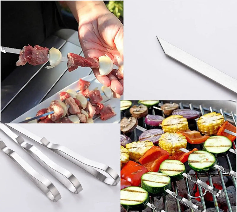 17 Inch Long Stainless Steel Skewers for Kabobs,HONSHEN Flat Shish Kabob Barbecue Skewers with Storage Bag - Metal BBQ Skewers for Grilling Meat, Chicken, Shrimp, Vegetables - 10 Pack by GreenHaven Gardens