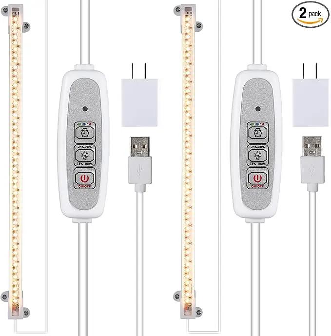One Strip Growing lamp 2-Pack, Full Spectrum LED Grow Light Strips for Indoor Plants with Auto ON/Off Timer & 4 Dimmable Levels, for Green House Hydroponics Succulent (One Strip×2pcs) by GreenHaven Gardens