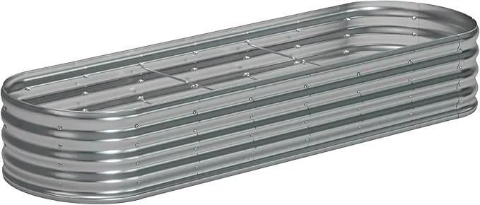 9x3x1.3 Oval Galvanized Raised Garden Bed,Outdoor Planter Box Metal Patio Kit Planting Bed for Vegetables Flowers and Succulents by GreenHaven Gardens