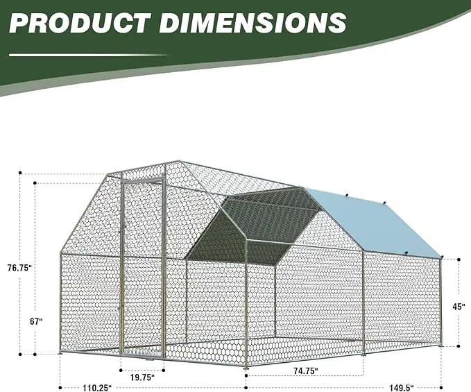 4ever2buy Chicken Runs for Yard with Cover, Large Metal Chicken Run Walk in Metal, Outside Dog Kennel with Roof, Flat Roofed Outdoor Kennel for Cats(9.2’Lx12.47’Wx6.4’H) by GreenHaven Gardens