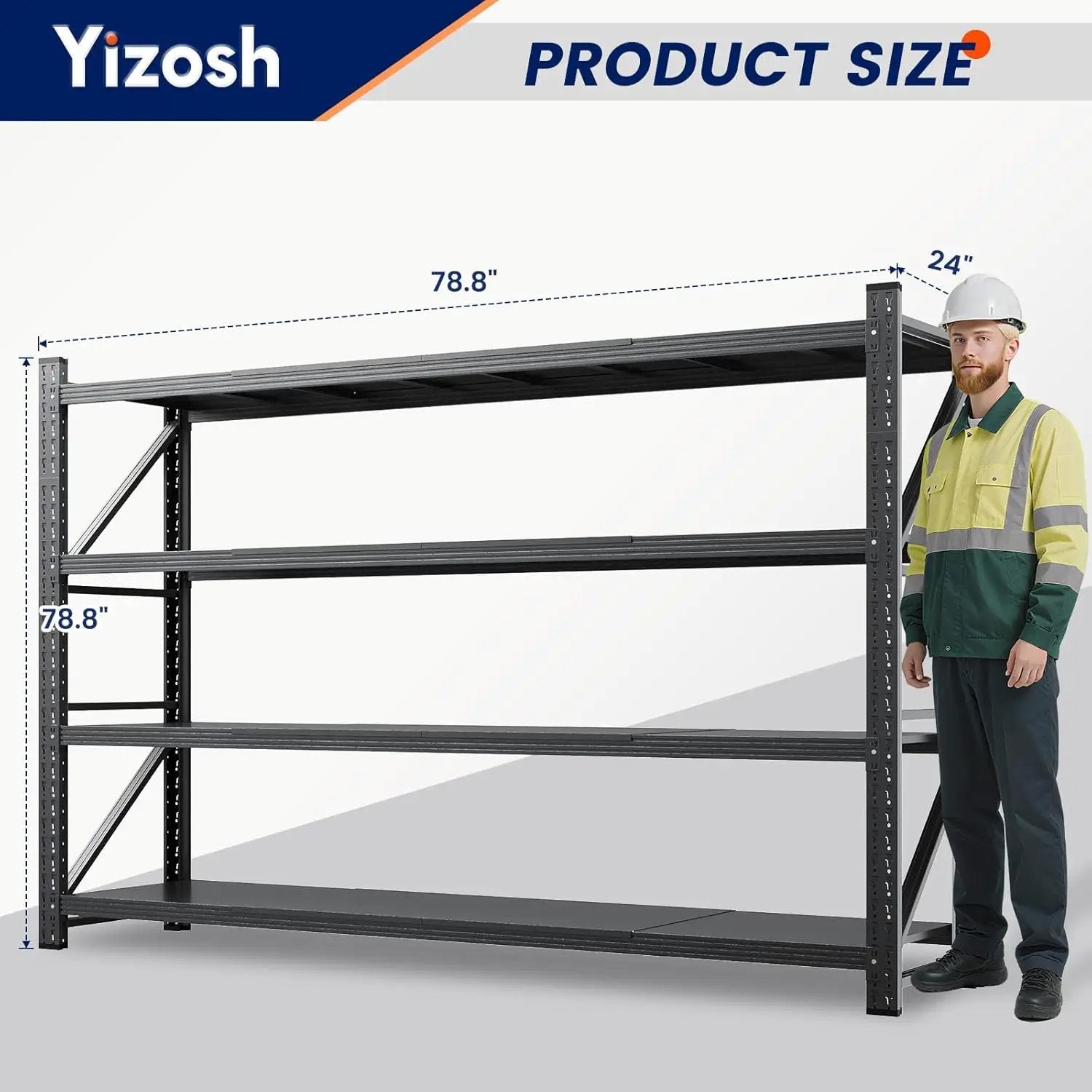 Yizosh 79" W Metal Garage Storage Shelves,7000LBS Heavy Duty 4-Shelf Adjustable Steel Organization Shelving,Utility Rack Shelf,79" W x 24" D x 79" H for Basement,Warehouse,Industrial by GreenHaven Gardens