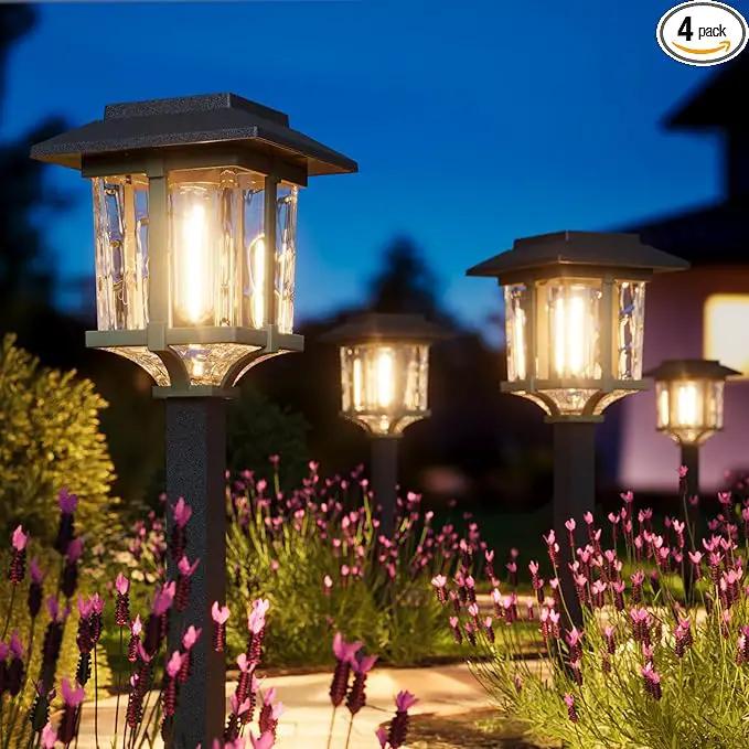 XMCOSY+ Solar Pathway Lights Outdoor, 2-Tone LED Waterproof Garden Outdoor Lighting for Yard Stainless Steel & Glass Solar Powered Landscape Walkway Driveway Decor (Warm White) by GreenHaven Gardens