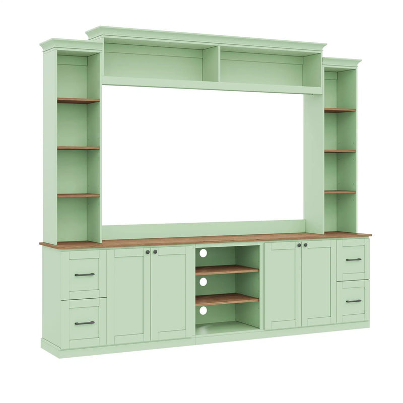4-in-1 Entertainment Center Wall Unit with Bookshelf for TVs Up to 70" by HouseOfZazla