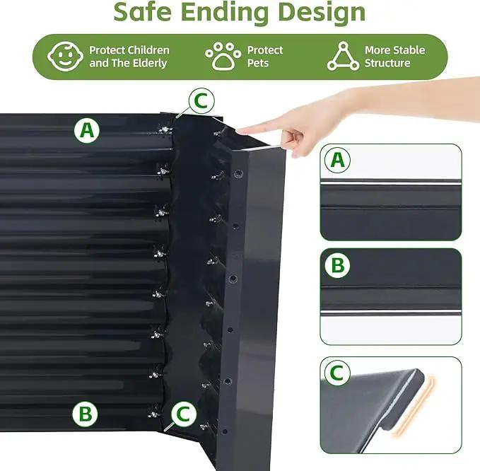 4x2x2ft Raised Garden Bed - Galvanized Deep Root Planter Boxes Outdoor with Wing Nuts and Safety Edges for Gardening Vegetables, Flowers, Herbs, Succulents - Gray by GreenHaven Gardens