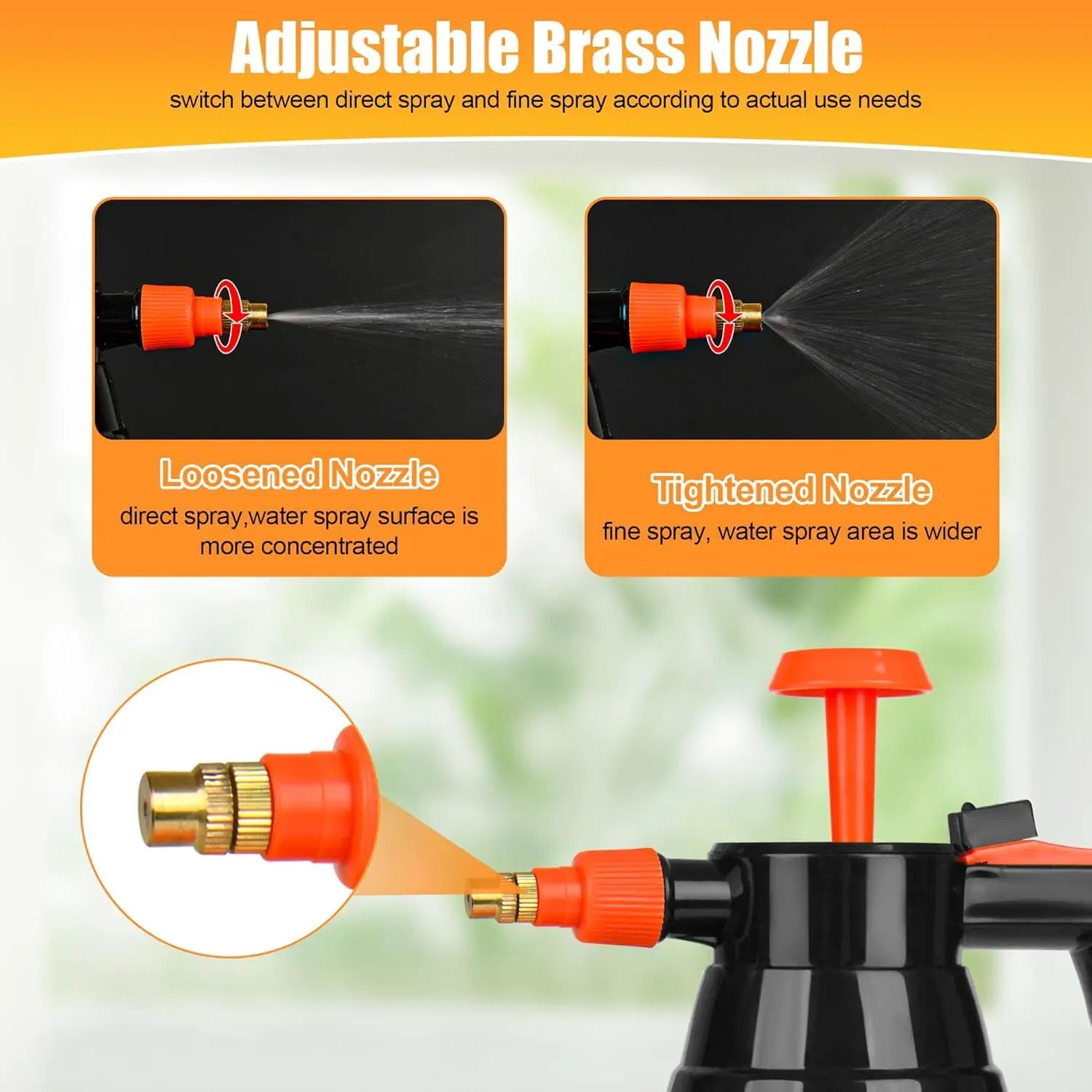 3 Pcs 1/2 Gallon Plastic Handheld Pump Sprayer – Garden Pressure Sprayer Bottle with Adjustable Nozzle for Plants, Cleaning, Household Tasks – Orange by GreenHaven Gardens