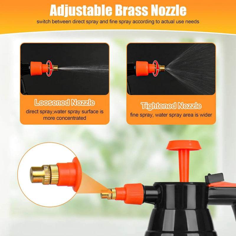 3 Pcs 1/2 Gallon Plastic Handheld Pump Sprayer – Garden Pressure Sprayer Bottle with Adjustable Nozzle for Plants, Cleaning, Household Tasks – Orange by GreenHaven Gardens