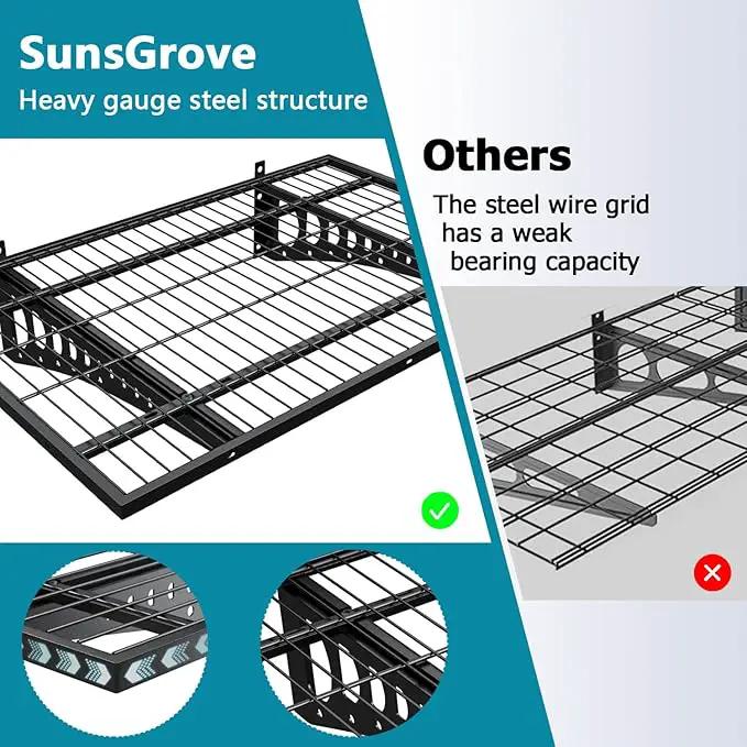 2-Pack 2×3ft Garage Wall Shelving, 24×36 inches Heavy Duty Wall Mounted Shelves, Garage Storage Shelf, 500 lbs Load Capacity, Black by GreenHaven Gardens