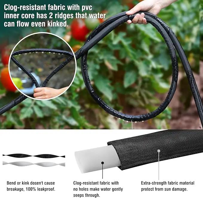 Soaker Hose 75ft for Garden Beds, Drip Irrigation Hose Saves 80% Water, Leak Proof Sprinkler Hose For Garden, Lawn, Flower Bed, Vegetable Field (75FT) by GreenHaven Gardens