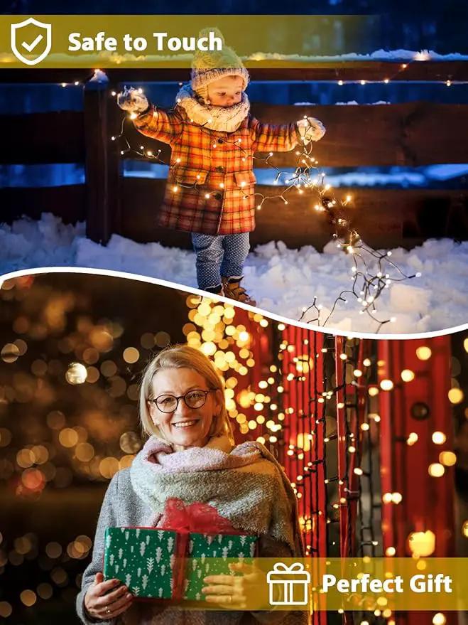 2 Pack 200 LED Solar String Lights for Outside, Solar Christmas Lights Outdoor Waterproof, Solar Outdoor String Light with 8 Lighting Modes for Xmas Tree Wedding Party Garden Decorations (Warm White) by GreenHaven Gardens