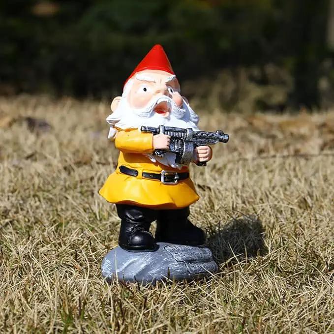 Garden Gnomes Outdoor Funny Garden Gnomes Funny Gnomes with Guns - for Indoor Outdoor Garden Gnome Sculpture Patio Yard Lawn Dwarf Decoration by GreenHaven Gardens