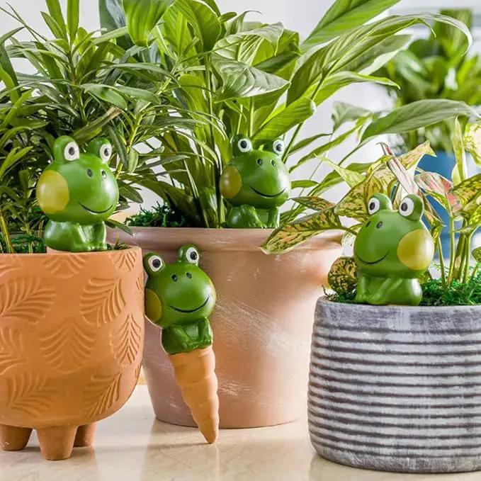 Kaxich Terracotta Plant Self Watering Spikes, 4 Pack Plant Watering Globes Frogs Styles Decorative Self Plant Watering Stakes Vacation Plant Watering Bulbs for Indoor Outdoor Plants by GreenHaven Gardens