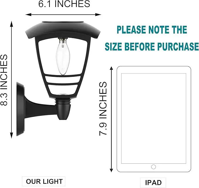 MAGGIFT 2 Pack Solar Powered Wall Lantern, Outdoor 10 Lumen LED Edison Bulb Solar Warm White Lights Wall Sconce with No Wiring Required,Fixture with Wall Mount Kit by GreenHaven Gardens