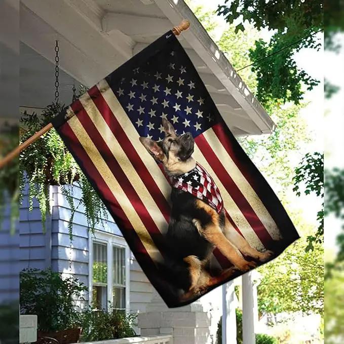 FLAGWIX German Shepherd Dogs Double Sided Flag - Patriot American Dog Flags - Decorations For Home, Outside, Patriotic House Flag 30x40 Heavy Duty Canvas, Decorative Indoor Outdoor Flag by GreenHaven Gardens