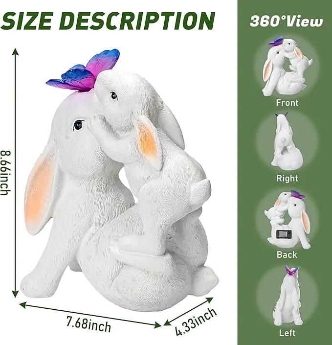 Easter Bunny Figurines Solar Garden Outdoor Statue with Butterfly Decorations Lights Easter Bunnies Decor Gifts for Women Mom Rabbit Statue for Outside Yard Patio Garden Lawn Ornament by GreenHaven Gardens