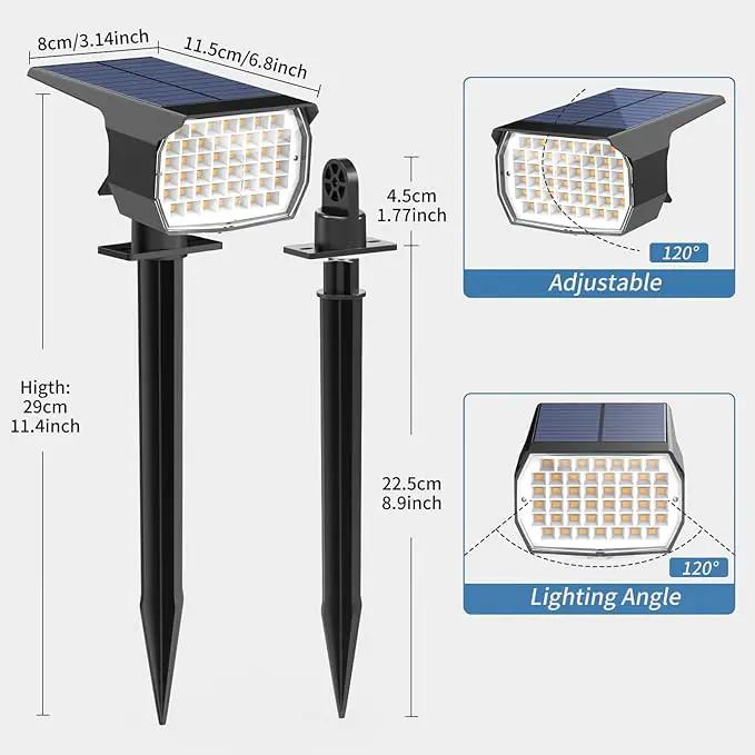 Solar Spot Lights Outdoor Waterproof IP65, 6 Pack Landscape Spotlights with 46 LEDs, 3 Modes Auto On/Off Solar Powered Flood Lights for Outside Pathway, Yard, Garden, Walkway (Cool White) by GreenHaven Gardens