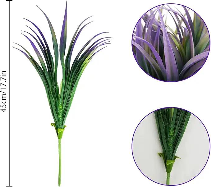6Pcs Artificial Grass Fake Plants 17.3in Outdoor Plants UV Resistant Faux Greenery Stems Fake Grass for Home Window Garden Office Patio Pathway Front Porch Halloween Décor Green & Purple by GreenHaven Gardens