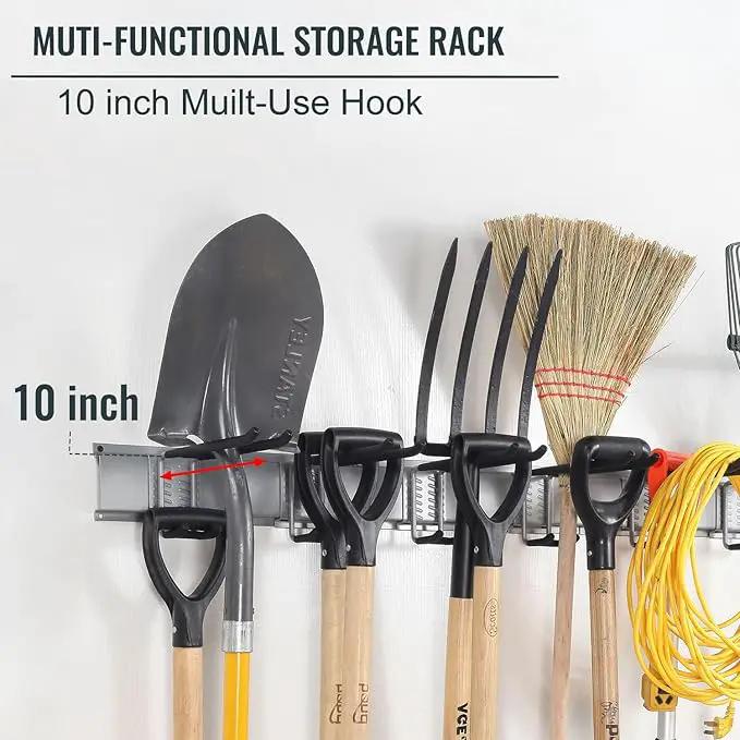 Wall Mount Tool Storage Rack, Heavy Duty Garage Organizer, Garden Hooks and Hangers, Hold Up to 350lbs Grey AK806 by GreenHaven Gardens