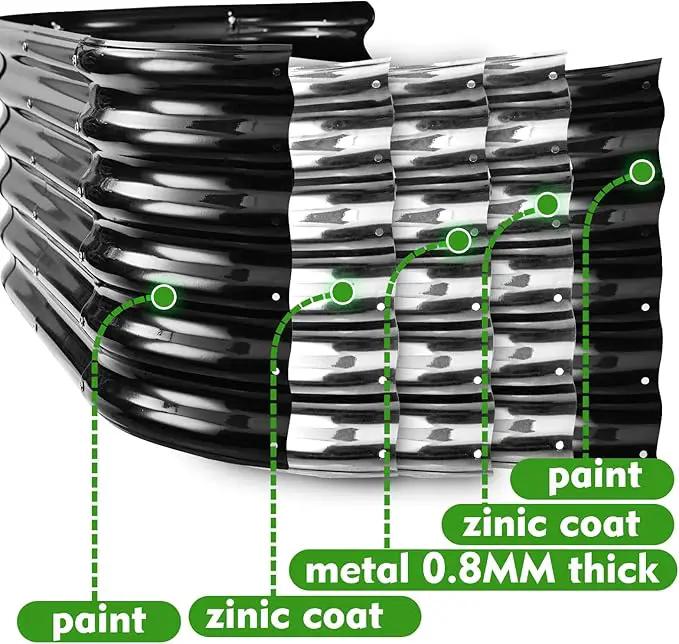 17" Tall Outdoor Garden Raised Garden Bed Kits, 5ft X 2ft Oval,0.8MM Thick Metal Raised Planter Bed/Ground Planter Box for Variety of Flowers,Herbs,Vegetables (Black, 60X24X16.5 Inches) by GreenHaven Gardens