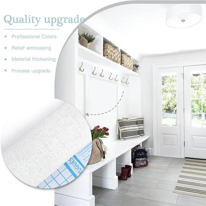 Dimoon 236''x17.7'' White Thicken Peel and Stick Wallpaper Contact Paper Modern Self Adhesive Wall Paper Removable Renter Friendly Textured Solid Color Vinyl Roll (236''x17.7'',White Thicken) by GreenHaven Gardens