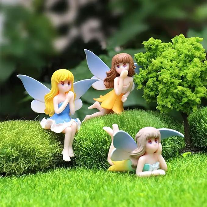 ONEST 8 Pieces Miniature Fairy Garden Accessories Small Fairy Figurines Hand Painted Fairy Figures Girl Fly Wing Figurines for Car Decor Fairy Garden Flower Pot Birthday Cake Topper by GreenHaven Gardens