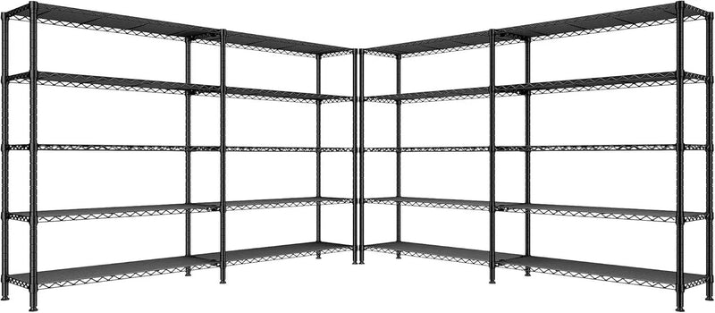 REIBII 70" W Storage Shelves Heavy Duty Load 1600LBS, Metal Shelving 5-Tier Wire Shelving Unit Metal Shelves for Storage Adjustable Shelving Rack for Pantry Kitchen 70" W*15.8" D*72.4" H, 2 Pack by GreenHaven Gardens