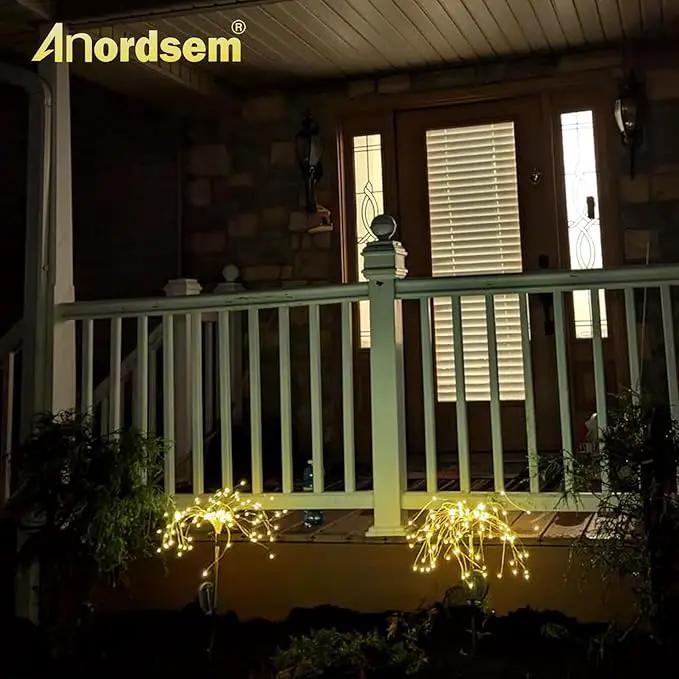 Anordsem Solar Lights Outdoor Waterproof: Garden Light Solar Powered for Yard Outside - Sparkler Fireworks Twinkle Lighting Path Decor 2 Pack - LED Starburst Gardening Gifts for Women Mom Wife by GreenHaven Gardens