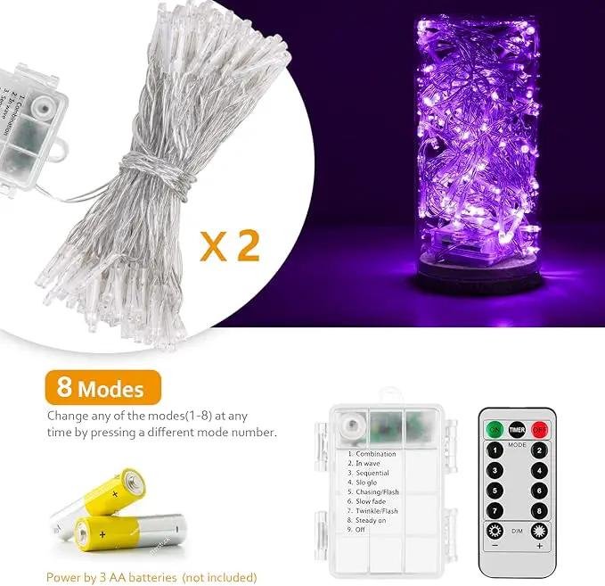 String Lights, 2 Pack Battery Operated String Lights with Remote Timer Waterproof 8 Modes String Lights for Bedroom,Garden,Party,Xmas Tree Indoor Outdoor Decorations (Purple, 36) by GreenHaven Gardens