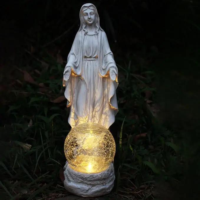 Solar Garden Decor Virgin Mary Figure with Lights,Blessed Mother Outdoor Statue for Home/Garden Decor, Gift for Women/Monther(11.22" H) by GreenHaven Gardens