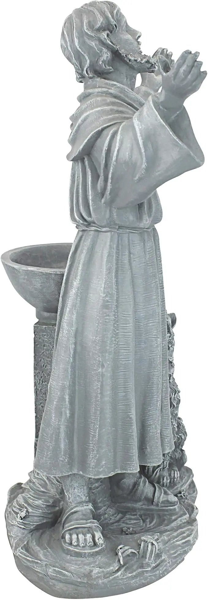 Design Toscano Francis of Assisi Blessing Religious Garden Decor Statue with Bird Bath Feeder, 19 inches Tall, Cast Stone Resin, Gray Stone Finish by GreenHaven Gardens