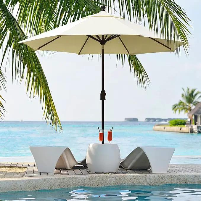 EliteShade USA 10-Year-Non-Fading 9Ft Market Umbrella Patio Umbrella Outdoor Table Umbrella with Ventilation, Natural by GreenHaven Gardens