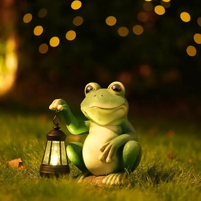 Large Frog Garden Decor for Outside Solar Powered Sculptures for Garden Patio Cute Animal Garden Statues Home Easter Ornaments, Gifts for Mom Grandma by GreenHaven Gardens