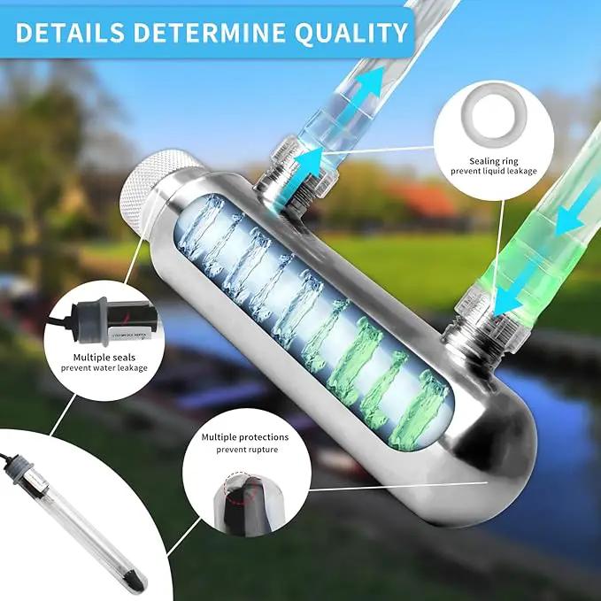 UV Pond Water Clarifier for 20-300 Gallon, UV Sterilizer for Swimming Pool, Spa, Large Fish Tank, Cold Plunge, 12MM/16MM/20MM/Pipe Diameter Available Ultraviolet Clarifier for Green Water by GreenHaven Gardens